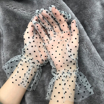 1 бр. Секси Transparentes Dot Print Black White Mesh Tulle GloveSpring Summer Thin Short Glove Club Prom Party Dancing Dress Glove