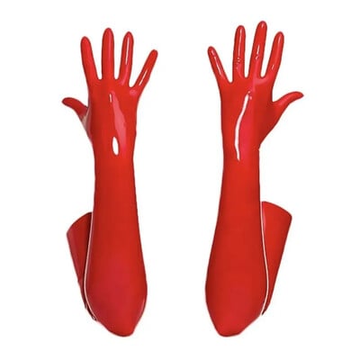 Γυαλιστερή σέξι Μαύρο Κόκκινο PVC Long Gloves Club Performance στολή χορού