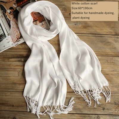Női tiszta fehér pamut sál bojt kendő női kendő sál hidzsáb barkácsfestéshez hímzés festmény 60*170cm