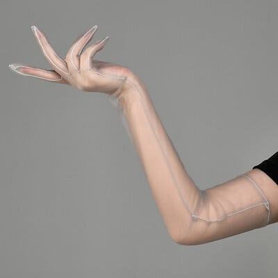 Módne sexy rukavice priehľadné ženy číre tylové tenké sieťované svadobné šoférovanie klub párty ples tanečné šaty etiketa dlhé rukavice