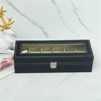 Classical 6 Slots Watch Box Display Box PU Δερμάτινα ρολόγια Κουτιά αποθήκευσης με κλειδαριά Organizer συλλογής ρολογιών χειρός για άνδρες και γυναίκες