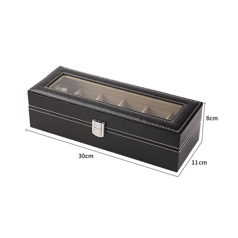 Cutie clasică de afișare pentru ceasuri cu 6 sloturi Cutii de depozitare pentru ceasuri din piele PU cu blocare Organizator de colecție de ceasuri de mână pentru bărbați și femei