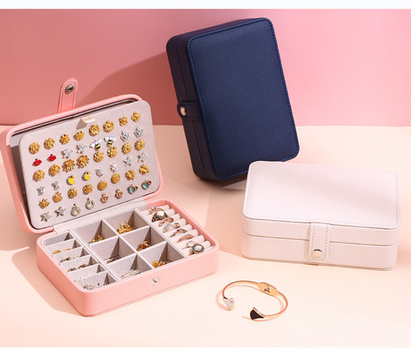 Odinių papuošalų dėžutės organizatorius papuošalų vitrinos papuošalų dėžutės ir pakavimo žiedų dėžutė, tinka auskarams ir žiedams