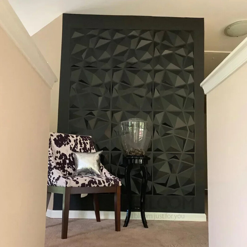 dimenzionalna naljepnica za zidnu ploču 3D ukrasni ukrasni unutarnji element mat crna dekoracija PVC pločice oblaganje zid strop