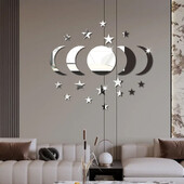 20 vnt akrilo žvaigždės Mėnulio formos sienų lipdukų lęšiai, skirti sienų dekoravimui gyvenamuosiuose kambariuose, miegamuosiuose ir kitose vietose