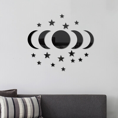 20 vnt akrilo žvaigždės Mėnulio formos sienų lipdukų lęšiai, skirti sienų dekoravimui gyvenamuosiuose kambariuose, miegamuosiuose ir kitose vietose