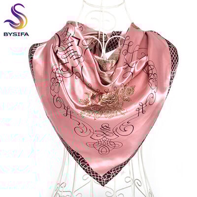 [BYSIFA] Márka Charater Női Muszlim fejkendő Pakolások Divatkiegészítők Női Piros Szatén Négyzet Sálak Téli Selyem Sál Köpeny