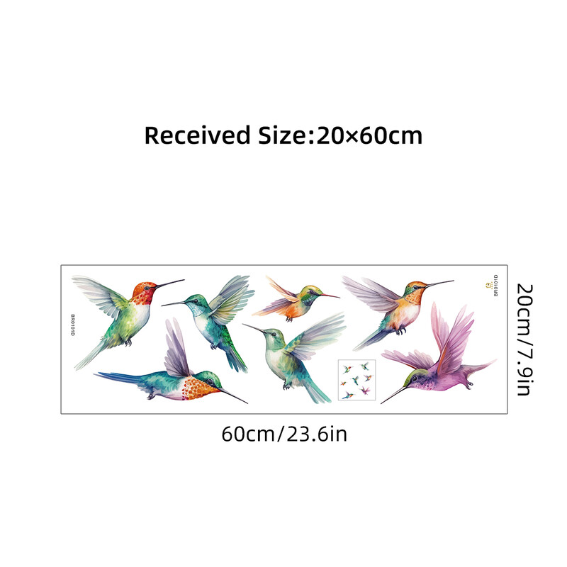 1buc Acuarelă Păsări Colorate Autocolante pentru ferestre Decorare camera copiilor Design dormitor Living Decor camera copiilor pentru casa