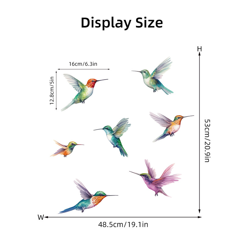1buc Acuarelă Păsări Colorate Autocolante pentru ferestre Decorare camera copiilor Design dormitor Living Decor camera copiilor pentru casa