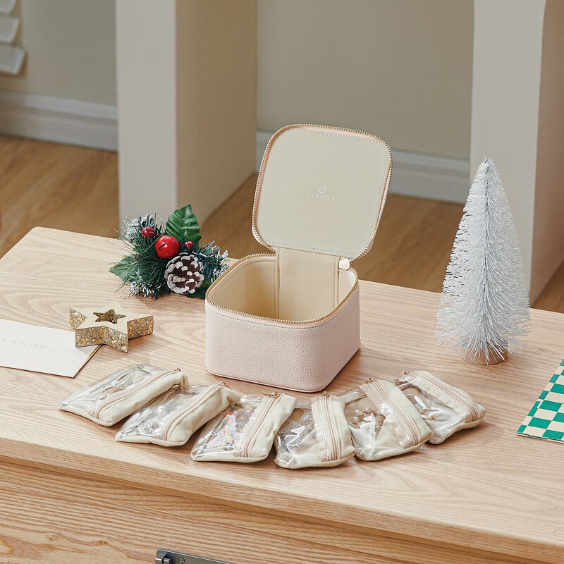 Bőr ékszerdobozok utazódoboz 6 bársony cipzáras zsebbel fülbevaló nyaklánc gyűrű tárolódoboz Egyszerű, tartós ékszer tok