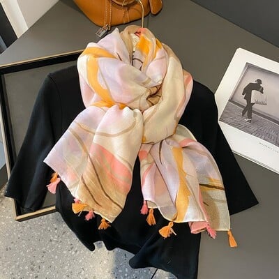 Španjolska Luksuzni modni šal s cvjetnim točkicama od viskoze, visokokvalitetni omot, tanka marama od pašmine Bufandas muslimanski hidžab 180*90 cm