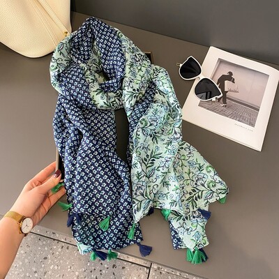 Španjolska Luksuzni modni šal s cvjetnim točkicama od viskoze, visokokvalitetni omot, tanka marama od pašmine Bufandas muslimanski hidžab 180*90 cm