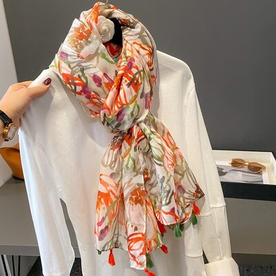 Španjolska Luksuzni modni šal s cvjetnim točkicama od viskoze, visokokvalitetni omot, tanka marama od pašmine Bufandas muslimanski hidžab 180*90 cm