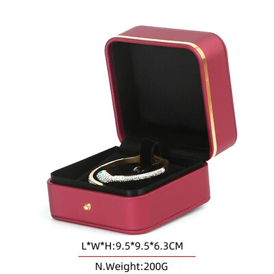 Stoc cu ridicata Ambalaj de bijuterii elegante cu ornamente și butoane din aur Cutie cadou din piele PU cu colț rotund, cu pandantiv, ceas cu brățară