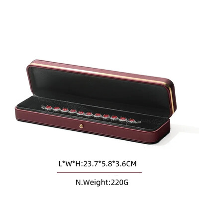 Stoc cu ridicata Ambalaj de bijuterii elegante cu ornamente și butoane din aur Cutie cadou din piele PU cu colț rotund, cu pandantiv, ceas cu brățară