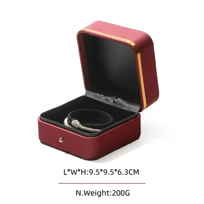 Stoc cu ridicata Ambalaj de bijuterii elegante cu ornamente și butoane din aur Cutie cadou din piele PU cu colț rotund, cu pandantiv, ceas cu brățară