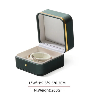 Stoc cu ridicata Ambalaj de bijuterii elegante cu ornamente și butoane din aur Cutie cadou din piele PU cu colț rotund, cu pandantiv, ceas cu brățară