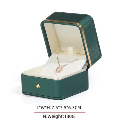 Stoc cu ridicata Ambalaj de bijuterii elegante cu ornamente și butoane din aur Cutie cadou din piele PU cu colț rotund, cu pandantiv, ceas cu brățară