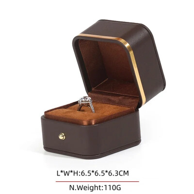 Stoc cu ridicata Ambalaj de bijuterii elegante cu ornamente și butoane din aur Cutie cadou din piele PU cu colț rotund, cu pandantiv, ceas cu brățară