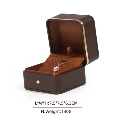 Stoc cu ridicata Ambalaj de bijuterii elegante cu ornamente și butoane din aur Cutie cadou din piele PU cu colț rotund, cu pandantiv, ceas cu brățară