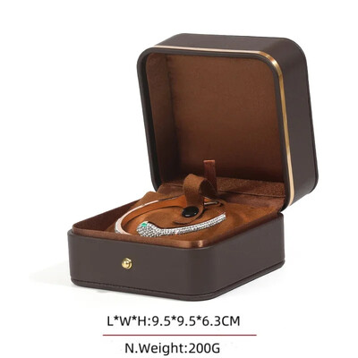 Stoc cu ridicata Ambalaj de bijuterii elegante cu ornamente și butoane din aur Cutie cadou din piele PU cu colț rotund, cu pandantiv, ceas cu brățară