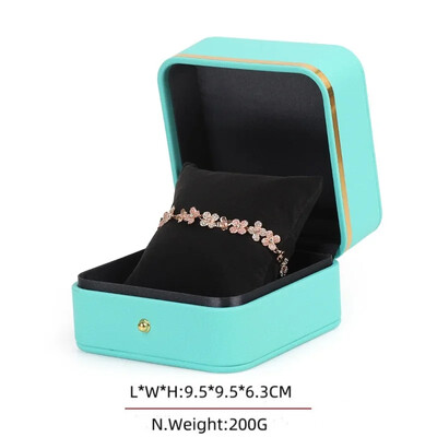 Stoc cu ridicata Ambalaj de bijuterii elegante cu ornamente și butoane din aur Cutie cadou din piele PU cu colț rotund, cu pandantiv, ceas cu brățară