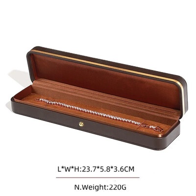 Stoc cu ridicata Ambalaj de bijuterii elegante cu ornamente și butoane din aur Cutie cadou din piele PU cu colț rotund, cu pandantiv, ceas cu brățară