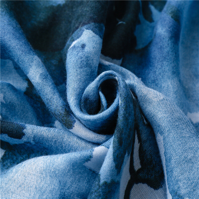 Új divatos stílusú tintafestés puha pamut és vászon kendő bojtárral, tömör virágmintás muszlim női hosszú sál, hidzsáb