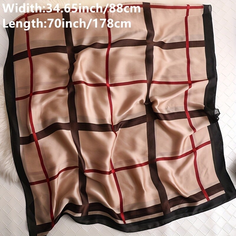 Eșarfă de mătase, grilă ușoară, simplă, moale, din satin, șal neted, ocazional, în aer liber, protecție solară, înveliș pentru cap asortat