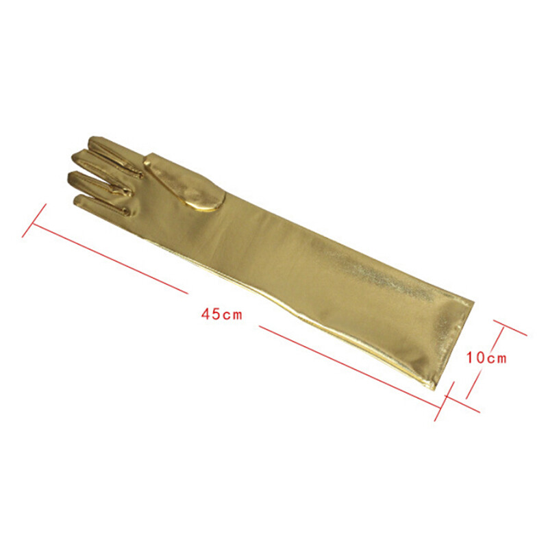 Χρυσό Ασημί Wet Look Ψεύτικα δερμάτινα μεταλλικά γάντια βραδινό πάρτι Performance γάντια Γυναικεία σέξι μήκος αγκώνα μακριά γάντια latex