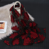 Моден луксозен копринен шал от органза, бродерия, флорален шал, дамски тънък хиджаб, елегантни дълги шалове, лятна едноцветна забрадка