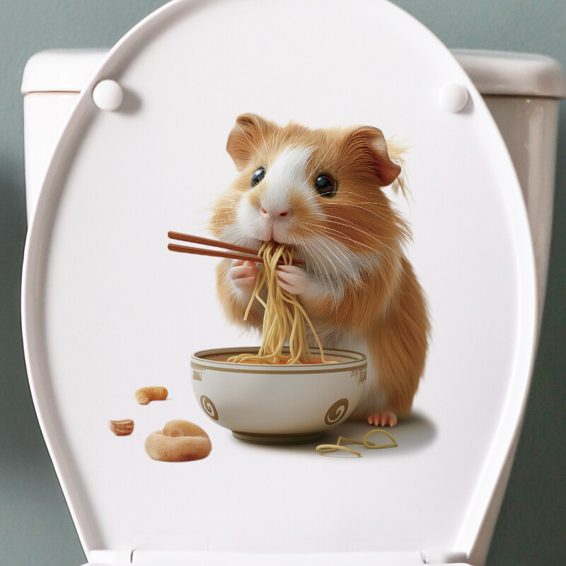 Mieli jūrų kiaulytės tualeto lipdukai vonios kambario tualeto dangčio atlošo apdailai, vandeniui atsparūs lipdukai, gyvūnų prausyklos sienų lipdukai