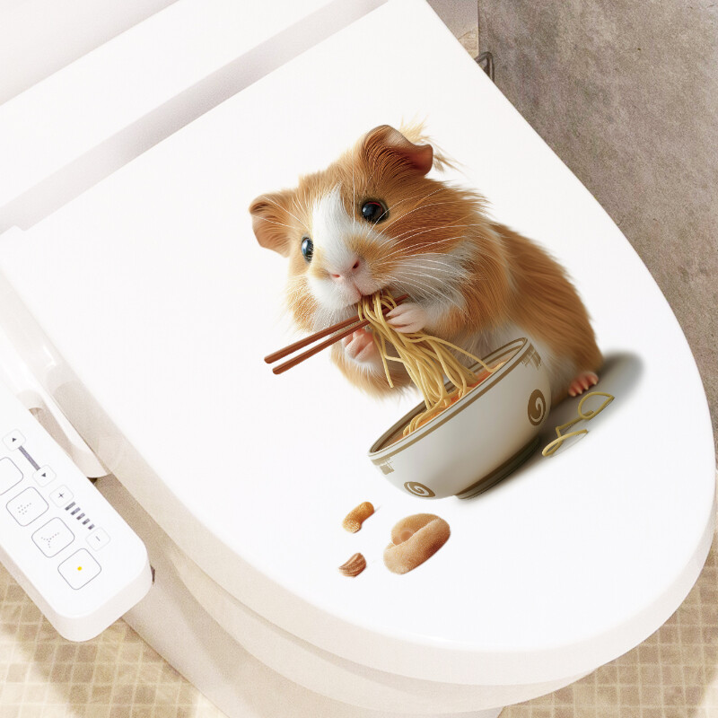 Mieli jūrų kiaulytės tualeto lipdukai vonios kambario tualeto dangčio atlošo apdailai, vandeniui atsparūs lipdukai, gyvūnų prausyklos sienų lipdukai