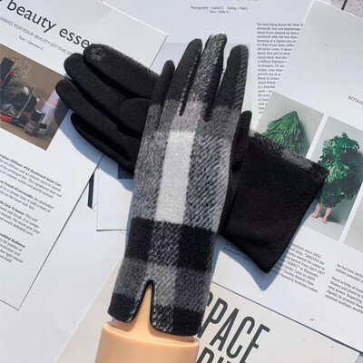 Nové dámske zimné vlnené tkaniny, udržiavajú teplé, dotykové obrazovky, kockované rukavice, mäkké, módne, elegantné, na bicykli, odolné voči chladu, nie nafúknuté