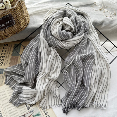 Pamučno platno Muški šal Modni brend Muški prugasti šalovi Zimski topli marame Pašmina Ležerni šalovi s resicama Bufandas