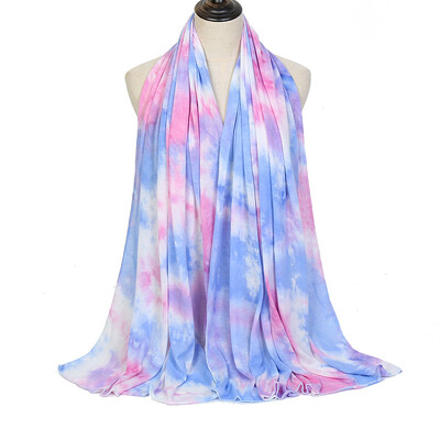 Ombre Tie Dye Jersey Hijab Šalikas Spausdinti Medvilniniai Šaliai Bufandas Tampriai Musulmonų Šalikai Apvyniojimai Elastinė galvos juosta pavogė Ramandą