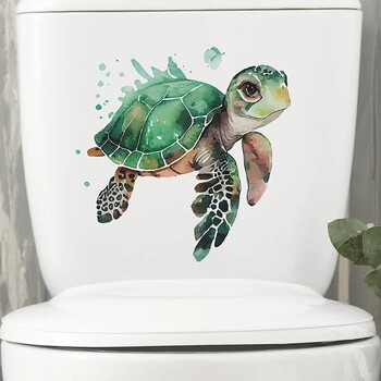 1 τμχ Cartoon Cute Watercolor Turtle Παιδικό Υπνοδωμάτιο Τουαλέτα Διακόσμηση σπιτιού Αυτοκόλλητο τοίχου Αυτοκόλλητο