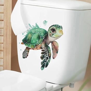 1 τμχ Cartoon Cute Watercolor Turtle Παιδικό Υπνοδωμάτιο Τουαλέτα Διακόσμηση σπιτιού Αυτοκόλλητο τοίχου Αυτοκόλλητο