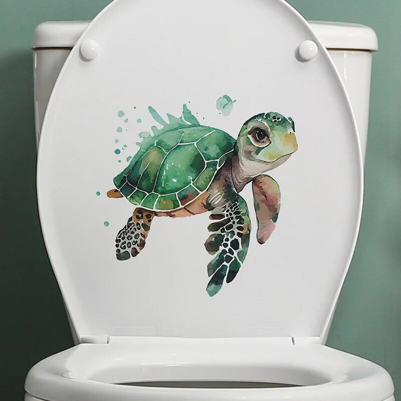 1vnt Animacinis filmas Mielas akvarelinis vėžlys Vaikų miegamojo tualetas Namų puošmena Sienų lipdukas Lipdukas Lipdukas