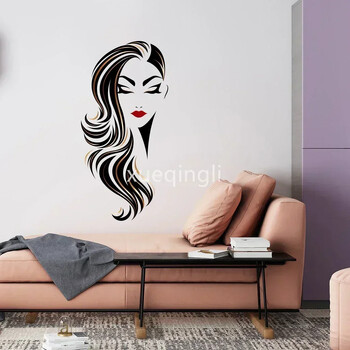 Γυναικείο πρόσωπο Beauty Vinyl Decal Beauty Studio Door Αυτοκόλλητο Καλλυντικό Μακιγιάζ Αυτοκόλλητο Τοίχου Τοιχογραφία Αφαιρούμενη Διακόσμηση σαλονιού