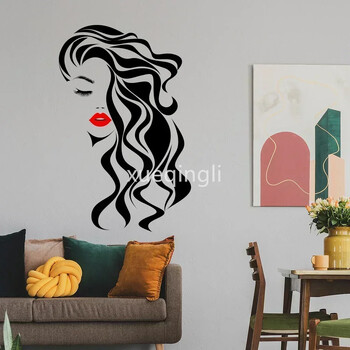 Γυναικείο πρόσωπο Beauty Vinyl Decal Beauty Studio Door Αυτοκόλλητο Καλλυντικό Μακιγιάζ Αυτοκόλλητο Τοίχου Τοιχογραφία Αφαιρούμενη Διακόσμηση σαλονιού