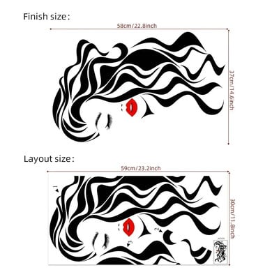 Női arc szépség vinil falmatrica szépség stúdió ajtó matrica kozmetikai smink fali művészet fali matrica kivehető szalon dekoráció