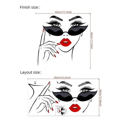 Női arc szépség vinil falmatrica szépség stúdió ajtó matrica kozmetikai smink fali művészet fali matrica kivehető szalon dekoráció