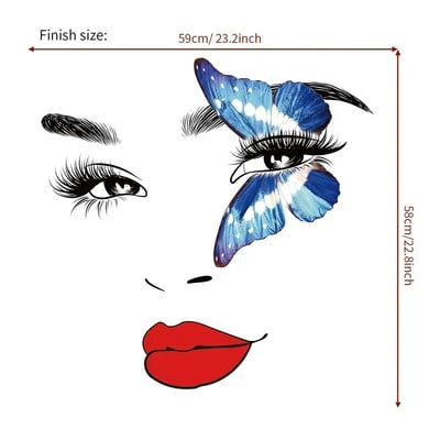 Női arc szépség vinil falmatrica szépség stúdió ajtó matrica kozmetikai smink fali művészet fali matrica kivehető szalon dekoráció