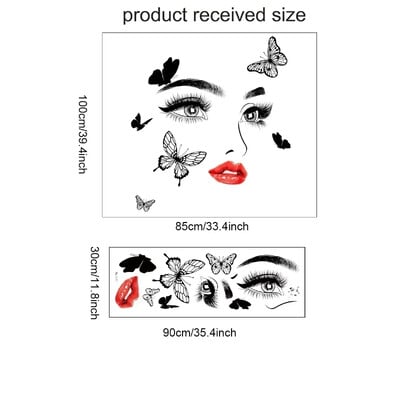 Női arc szépség vinil falmatrica szépség stúdió ajtó matrica kozmetikai smink fali művészet fali matrica kivehető szalon dekoráció