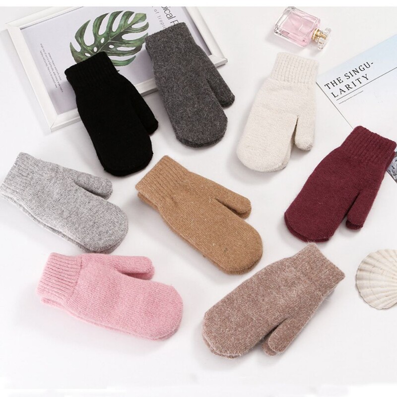 1 Poros žieminės šiltos kumštinės pirštinės moterims, megztos pirštinės Šiltos vilnos, minkštos šalto oro priedai Dovanos moterims moterims
