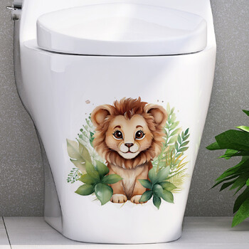 Αυτοκόλλητο τουαλέτας 1 ΤΕΜ Cartoon lion pattern, αυτοκόλλητο αυτοκόλλητο αδιάβροχο και αδιάβροχο διακοσμητικό μπάνιου