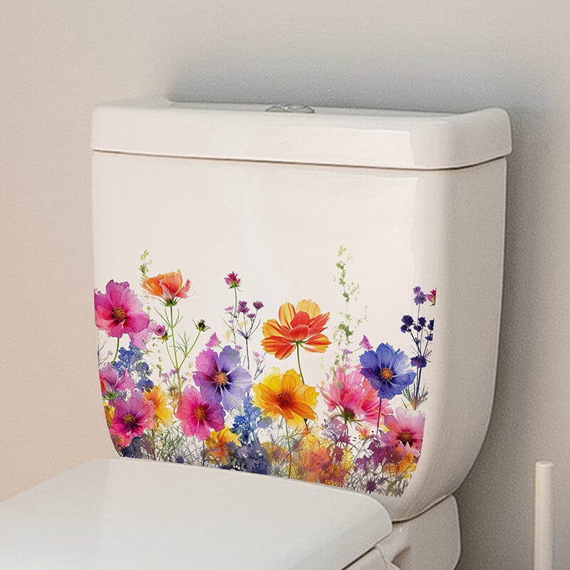 Spalvoti gėlių tualeto lipdukai Nuimami vonios kambario tualeto dangtelio lipdukai Lipdukai sienų lipdukai, skirti namų dekoravimui