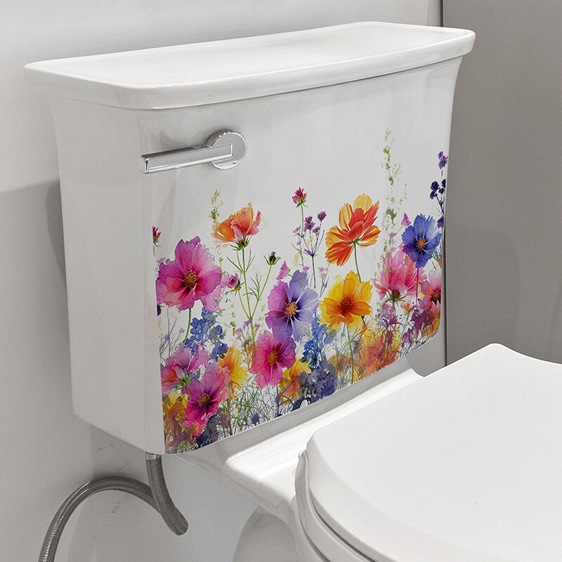 Spalvoti gėlių tualeto lipdukai Nuimami vonios kambario tualeto dangtelio lipdukai Lipdukai sienų lipdukai, skirti namų dekoravimui