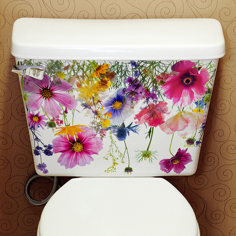 Spalvoti gėlių tualeto lipdukai Nuimami vonios kambario tualeto dangtelio lipdukai Lipdukai sienų lipdukai, skirti namų dekoravimui